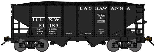 USRA 30'6" 2-Bay Hopper w/Load - Ready to Run -- Delaware, Lackawanna & Western (black, Road of Anthracite Logo)