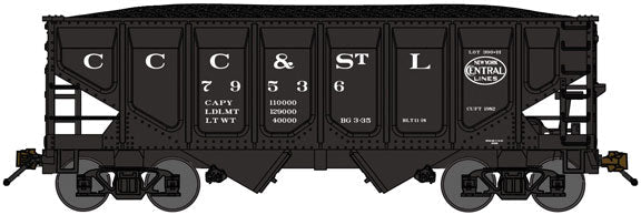 USRA 30'6" 2-Bay Panel-Side Hopper w/Load 2-Pack - Ready to Run -- Big Four CCC&StL (black, NYC Lines Logo)