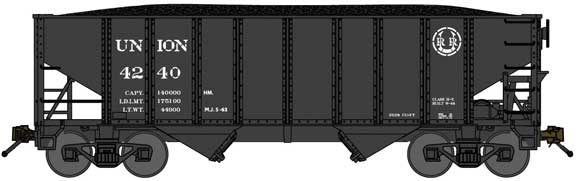 8-Panel 2-Bay Open Hopper with Load - Ready to Run -- Union Railroad 4476 (black)