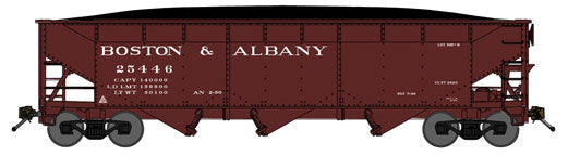 70-Ton Offset-Side 3-Bay Hopper 2-Pack w/Coal Load - Ready to Run -- Boston & Albany (Boxcar Red)