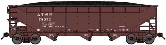 70-Ton Offset-Side 3-Bay Hopper w/Load - Ready to Run -- Santa Fe #78407 (Class Ga-121, Boxcar Red, No Logo)