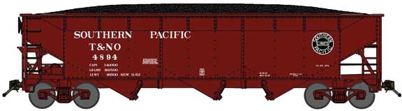 70-Ton Offset-Side 3-Bay Hopper w/Load - Ready to Run -- Southern Pacific T&NO #4509 (Boxcar Red, Roman Lettering, black Lines Logo)