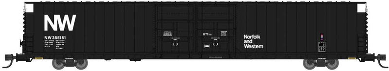 Pullman-Standard 86' Auto Parts Double Door Boxcar - Ready to Run -- Norfolk & Western 355107 (black, white, Slightly Higher NW Logo)