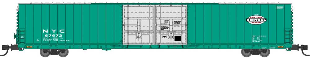 Pullman-Standard 86' Auto Parts Double-Door Boxcar - Ready to Run -- New York Central #67672 (Jade Green, silver, Small Cigar Band Logo)