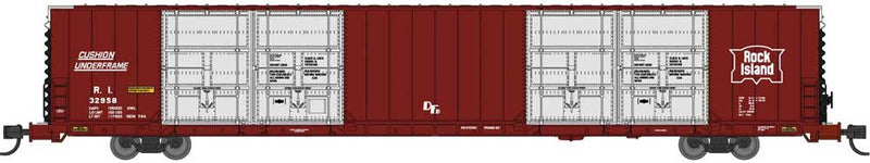 Pullman-Standard 86' Quad Door Auto Parts Boxcar - Ready to Run -- Rock Island #32964 (Boxcar Red, silver, white, black, Shield Logo)