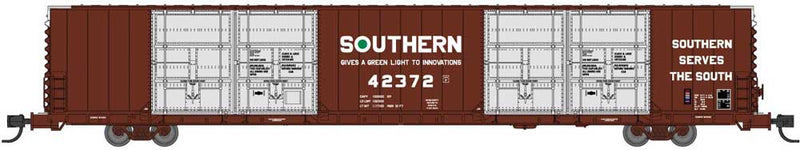 Pullman-Standard 86' Quad Door Auto Parts Boxcar - Ready to Run -- Southern Railway #42365 (Boxcar Red, silver, white, Green Light & South Slog
