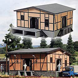 Half Timber Freight Shed -- Laser-Cut Card Kit - 11-1/4 x 11-1/4 x 6-5/16" 28.5 x 28.5 x 16cm