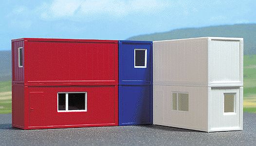 Container Set -- Container Buildings (2 Each: Red, Blue, White)