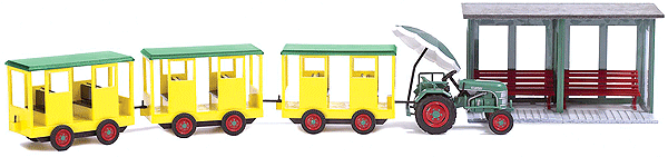Tractor-Hauled Sightseeing Train/Tram w/Station -- Kit