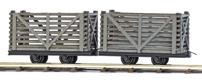 Wooden Peat Gondolas/Wagons - Feldbahn -- Gray pkg(2)