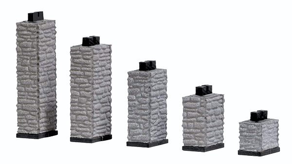 Feldbahn Industrial Railroad Bridge System Ramp Bridge Pier Set - Kit (Plastic -- 1 Each: 1/2, 13/16, 1-1/8, 1-7/16 & 1-13/16" 1.3, 2.1, 2.9, 3.7 & 4.6cm