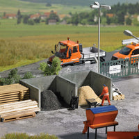 Road Maintenance Vehicle Servicing Garage w/Gravel/Salt Bins -- Laser-Cut Wood Kit - 3-11/16 x 3-11/16 x 2-1/4" 9.3 x 9.3 x 5.7cm