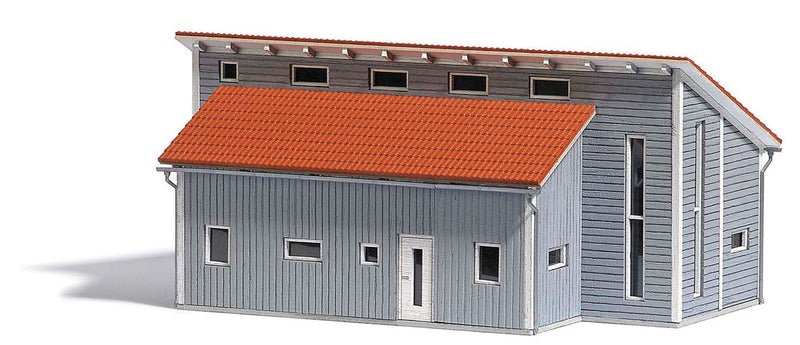 Commercial Building/Workshop -- Laser-Cut Wood Kit - 6 x 3-5/16 x 2-13/16" 15.3 x 8.4 x 7.2cm-1