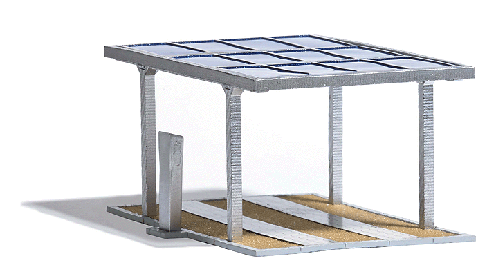 Flat-Roof Carport w/Solar Panels & Charging Station -- Kit - 2-3/8 x 1-3/4 x 1-3/16" 6 x 4.5 x 3cm
