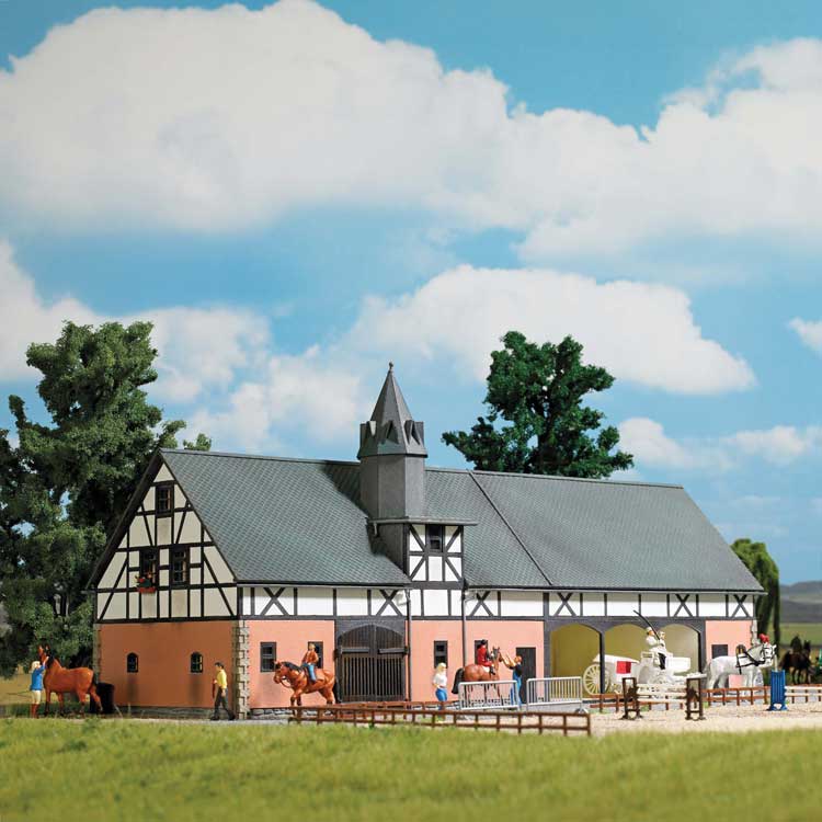Sorga Riding Stables -- Laser-Cut Wood Kit - 12-3/16 x 4-5/8 x 5-3/4" 31 x 11.7 x 14.7cm-1