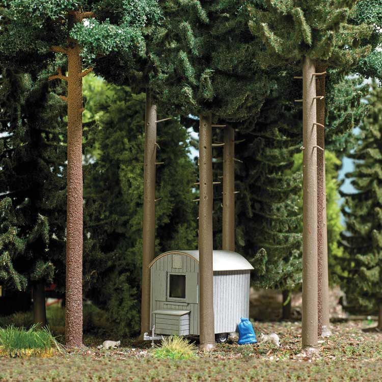 Logger's Trailer Hut - Laser-Cut Wood Kit -- Gray-1