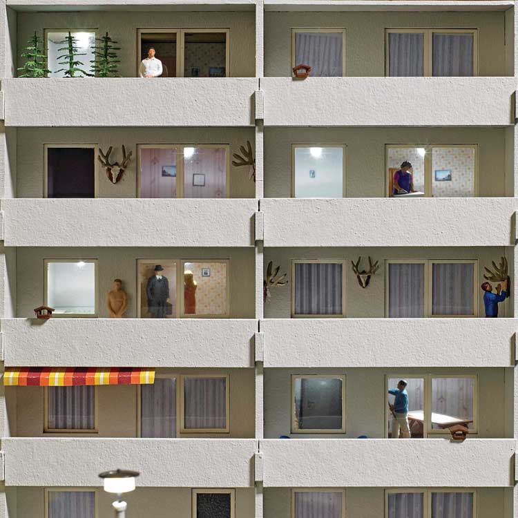 3 Apartment Interiors for WBS 70 Prefabricated Concrete Building -- Laser-Cut Kit with Interior Wall Decorations-1