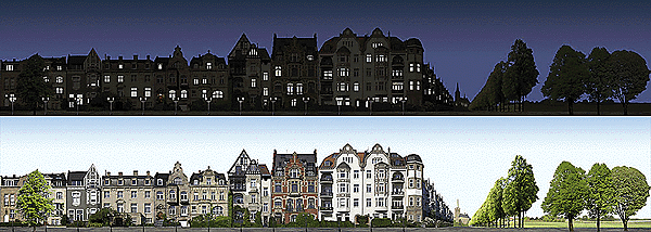 Day & Night Backgrounds - City #2 -- 2 Sections - Total Size of 78 x 13-3/8" (198 x 34cm)