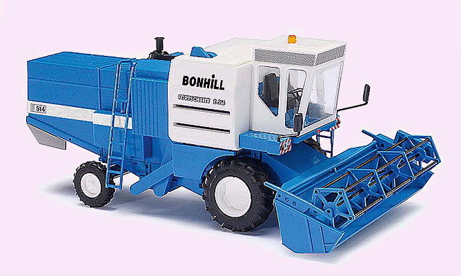 1982 Fortschritt E 514 Farm Combine w/Trailer - Assembled -- Bonhill (blue, white, German Lettering)