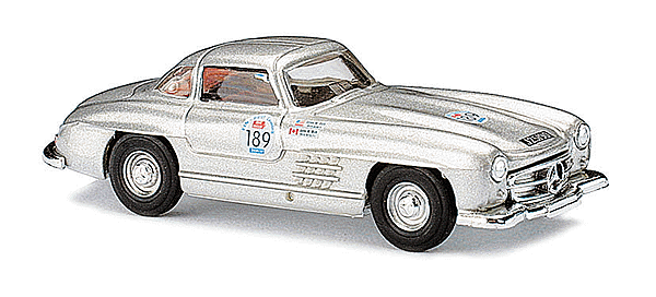 Racing Cars -- Mercedes 300 SL Gull-Wing Coupe #189 Mille Miglia (silver w/chrome trim)