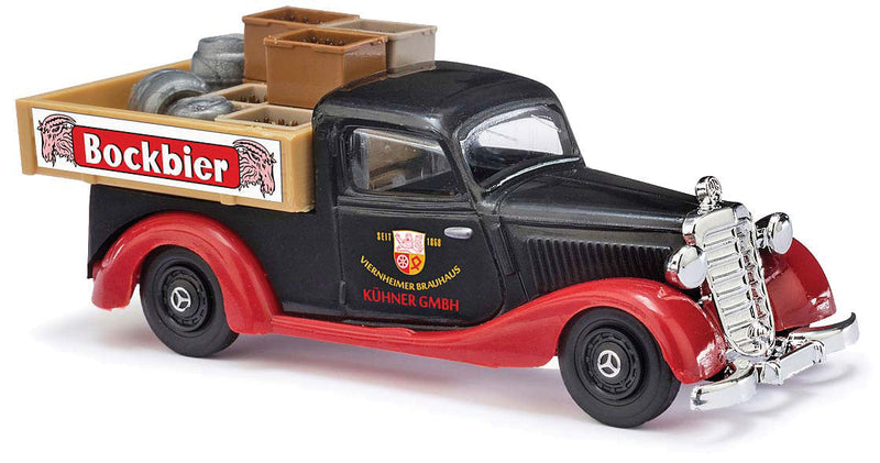 1936 Mercedes-Benz 170V Pickup Truck w/Load - Assembled -- Brauhaus Viernheim (black, red, German Lettering)