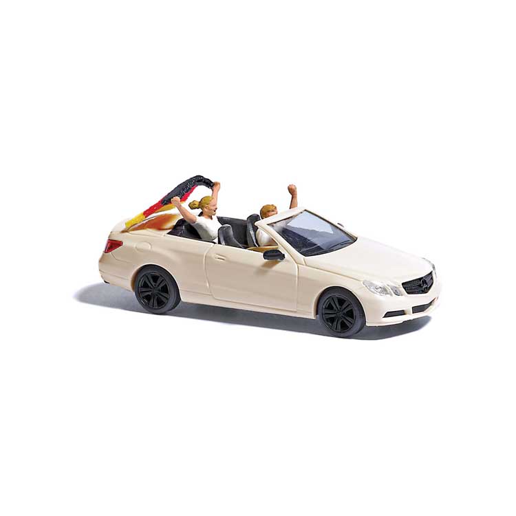 2013 Mercedes-Benz E-Klasse 2-Door Convertible - Assembled -- Soccer (Football) Fever 2024 (ivory, 2 Figures, German Flag)-1