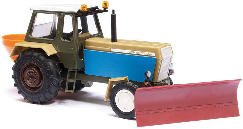 1967 Fortschritt ZT 300 Farm Tractor w/Enclosed Cab - Assembled -- With Snowplow & Salter (green, blue)