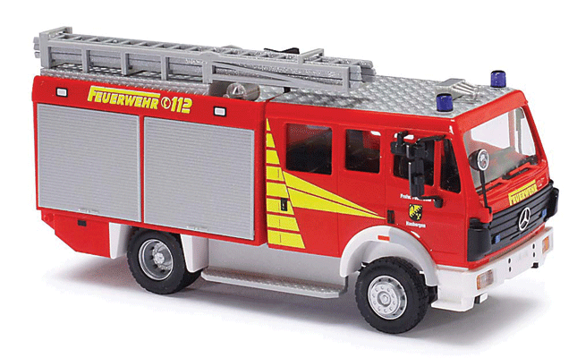 1988 Mercedes-Benz MK88 1222 Fire Ladder Truck - Assembled -- Hasbergen, Germany, Fire Department (red, silver, yellow)