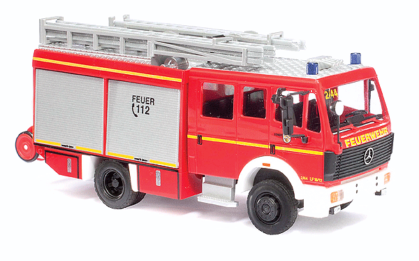 Emergency 1988 Mercedes-Benz MK88 1222 Fire Ladder Truck - Assembled -- Hanau Fire Department (red, yellow, silver, German Lettering)