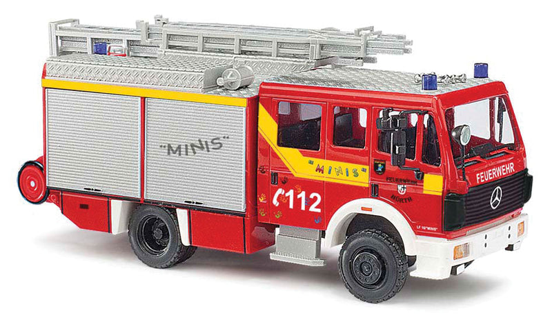 Mercedes-Benz MK 88 1225 Fire Truck - Assembled -- Minis Feuerwehr Hurt Fire (red, white, yellow, German Lettering)