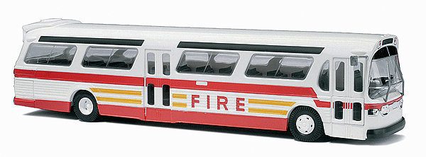 Emergency 1959 GMC TDH-5301 Fishbowl City Bus - Assembled -- New York City Fire Department (white, red, yellow)