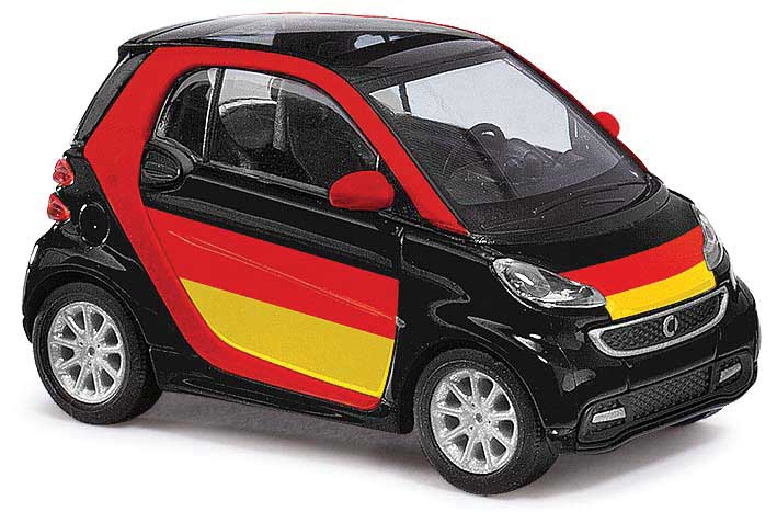 2012 Smart Fortwo Coupe - Assembled -- Soccer Fans (black, red, yellow, German Lettering)