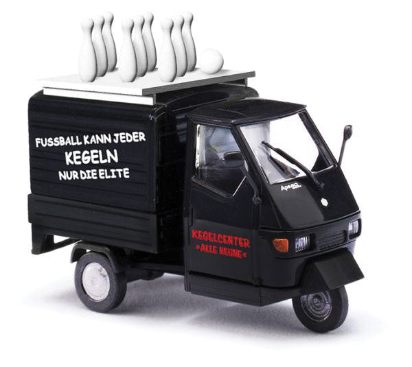 2006 Piaggio Ape 50 3-Wheel Pickup Truck - Assembled -- Kegelclub (black, white, red, German Lettering)