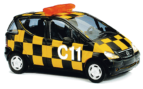 European Automobiles - Mercedes A-Class 2-Door Compact -- Airport "Follow Me" Escort Unit #C11 (yellow & black checked)