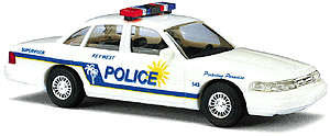 Emergency - Police Vehicles - Ford Crown Victoria 4-Door Sedan -- Key West, Florida (white, blue stripe)