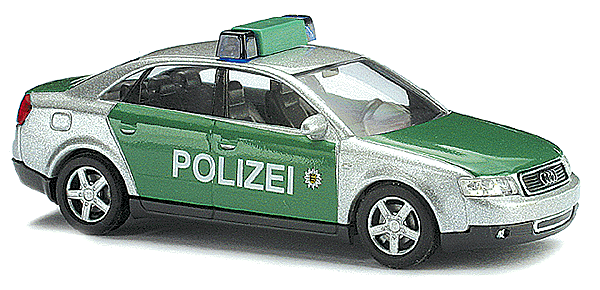 Emergency - Police Vehicles -- Audi A4 4-Door Sedan - Baden-Wurttemberg, Germany (silver, green)