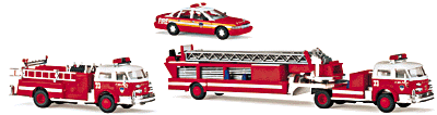 New York City Fire Deptartment Set -- Chevrolet Caprice, American LaFrance Pumper & Ladder Truck