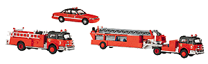 Chicago Fire Department Set -- Chevrolet Caprice, American LaFrance Pumper & Ladder Truck (red, black)