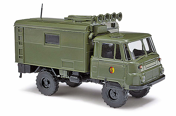 1973-1990 Robur LO 2002 A Box Body Delivery Truck - Assembled -- East German Army NVA Radio Truck (green, German Lettering)