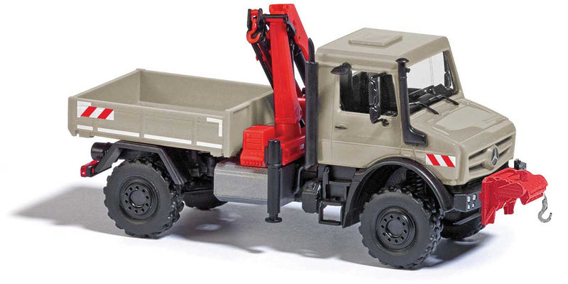 2014 Mercedes-Benz Unimog U 5023 Heavy-Duty Low-Side Truck w/Crane - Assembled -- Gray, Red