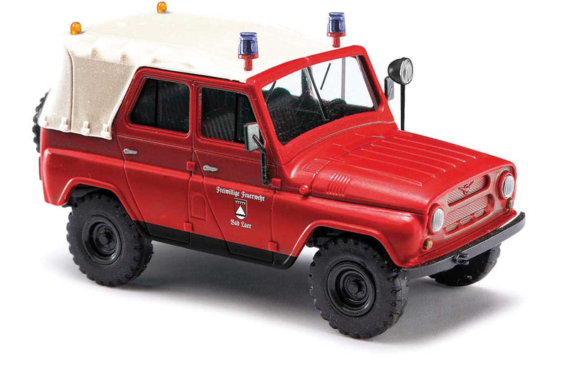 1972 UAZ 469 Open-Roof SUV - Assembled -- Bad Laer, Germany, Fire Department (red, white, German Lettering)