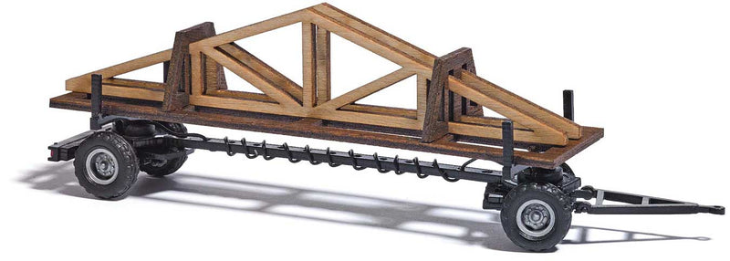 Variable-Length Stake Trailer with Truss Load - Assembled -- Black