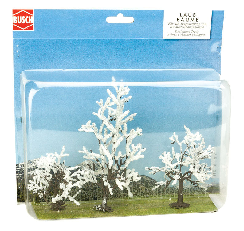 Snow Covered Fruit Tree pkg(3) -- 2) 75mm, 1) 150mm
