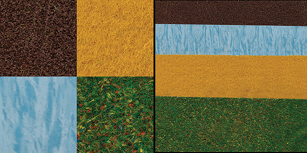 Scenery Mat & Sheet Set -- 1 Each: Water, Field, Harrowed Field & Meadow 12-3/16 x 8-1/2" 31 x 21.5cm