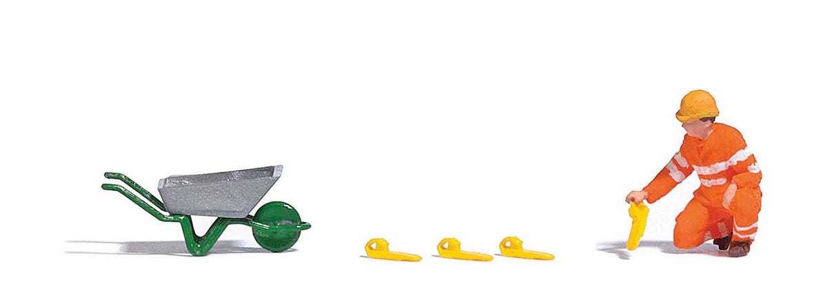 Railway Worker with Skates (Drag Shoes) -- Figure, Wheelbarrow, 4 Skates-2