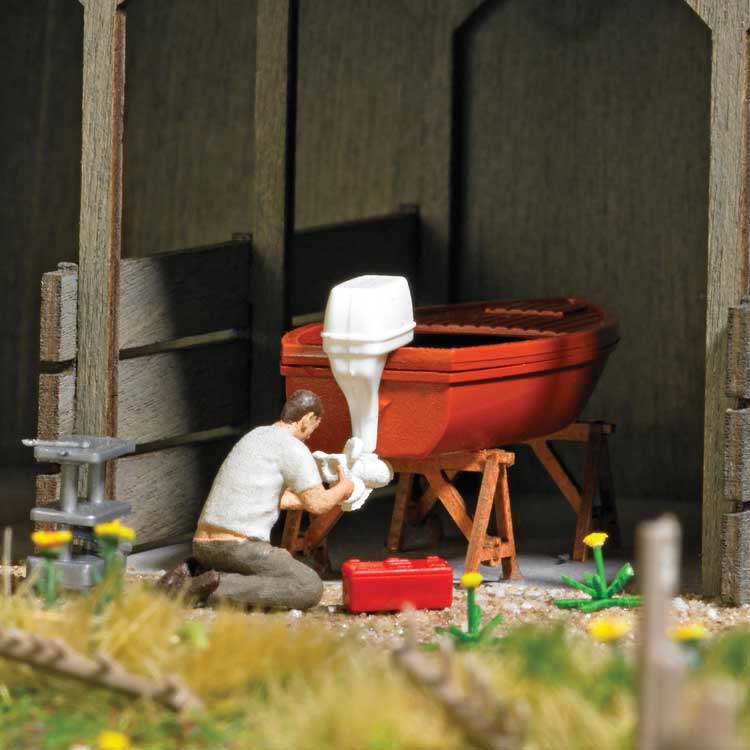 Boat Repair - Action Set -- Motor Boat, Figure, Boat Stands, Tools-1