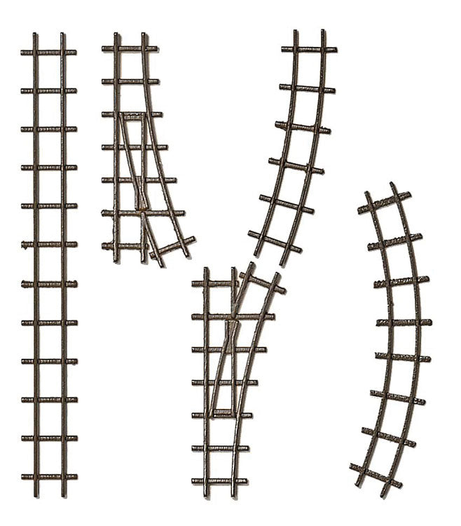 Non-Operating Narrow Gauge industrial Railroad Starter Set - Feldbahn -- Gmeinder 15/18 Loco, 4 Side-Dump Cars, Plastic Track-2