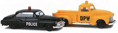 Emergency -- Buick Police Car (black) & Chevrolet Pick-Up Dept. of Public Works (yellow)