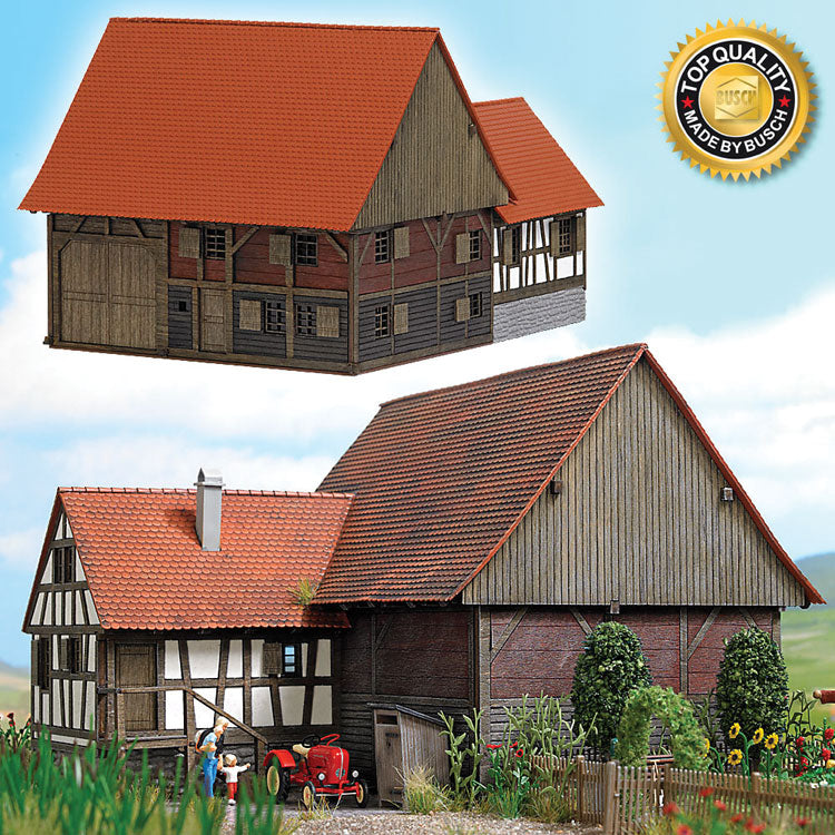 Historic Farmhouse -- Laser-Cut Wood Kit - 4-3/8 x 3-7/16 x 3-1/8" 11.1 x 8.8 x 7.9cm