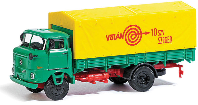 IFA W50L SP Low-Side Delivery Truck - Assembled - Espewe -- With Tarp Cover, Volan (green, yellow, red; German Lettering)